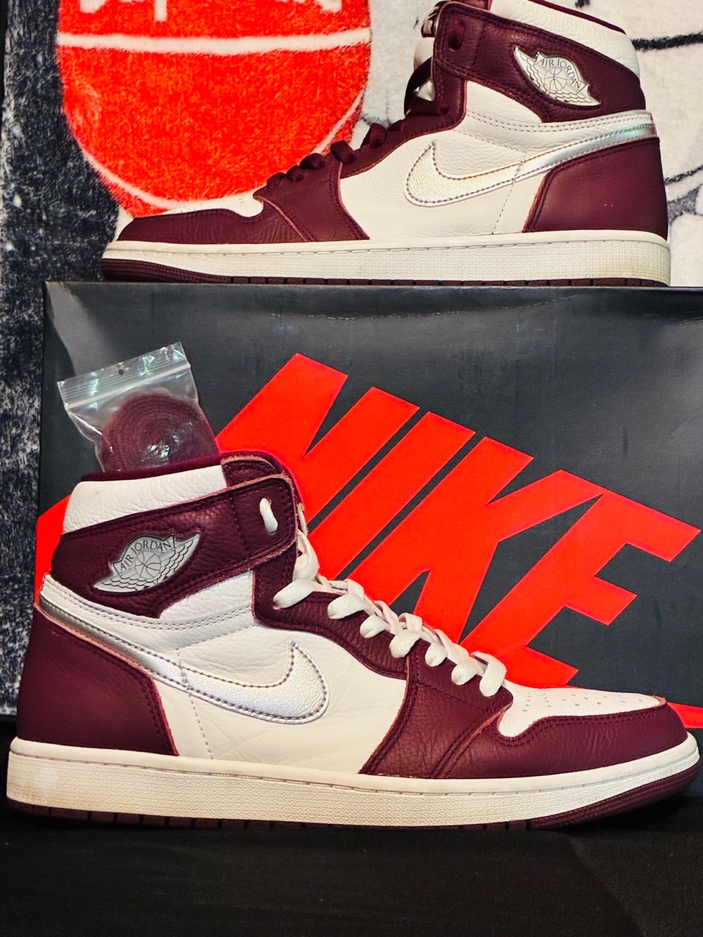 Jordan Men's High-Top Sneakers in Maroon & White